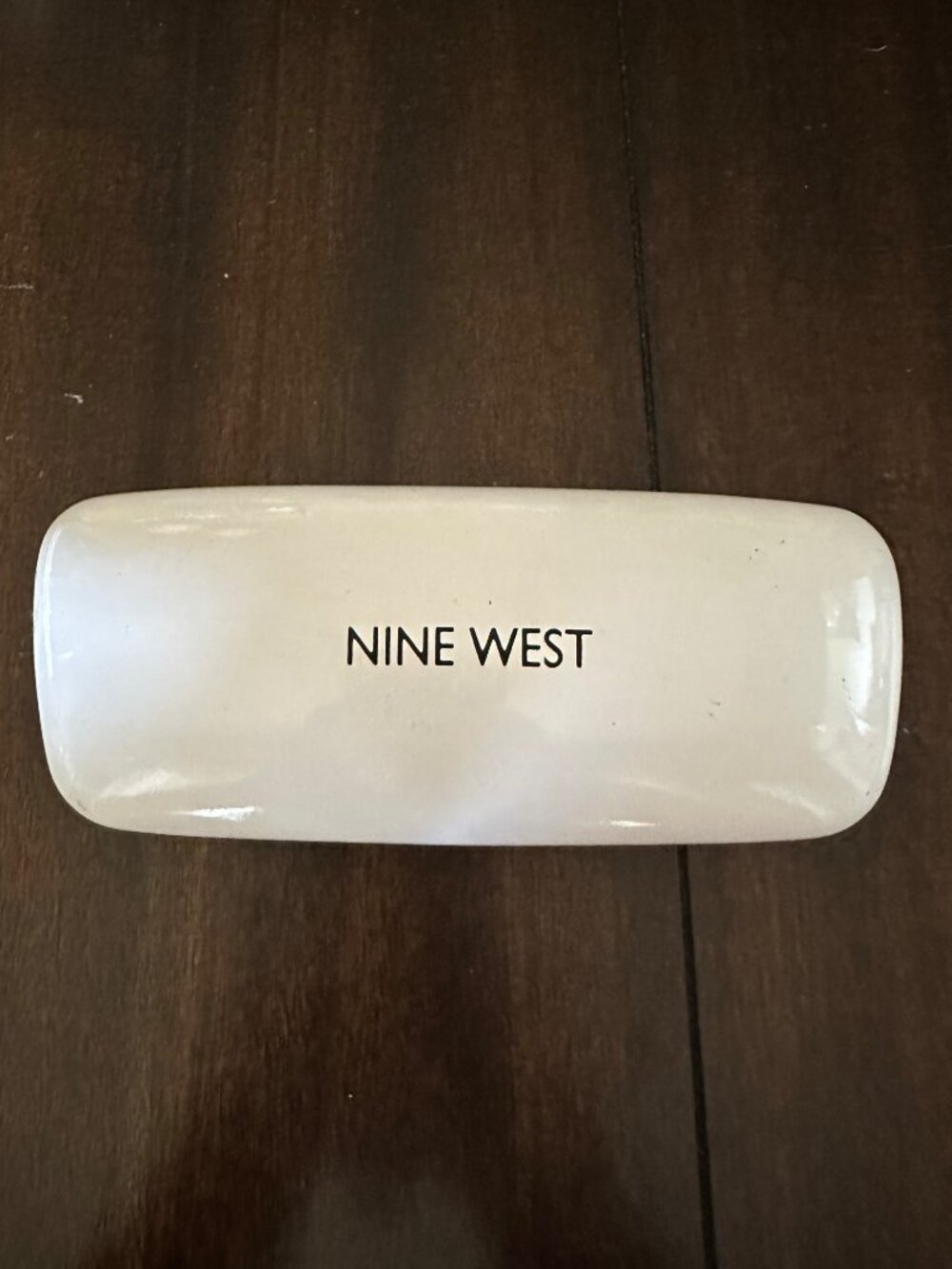 Nine West White Hard Shell Eyeglass Case Black Interior 6" x 2" Rectangular